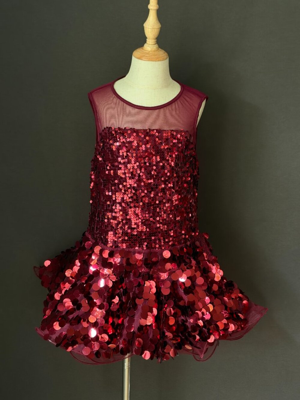 Weissman Burgundy Sequin Paillette Tank Dress Dance Costume Jazz Tap XLC